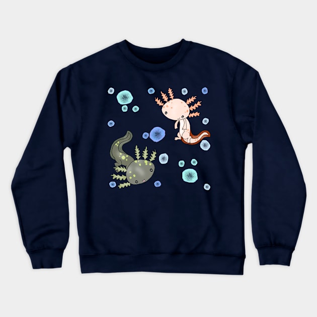 Bubbly Axolotl Crewneck Sweatshirt by Fickle and Fancy